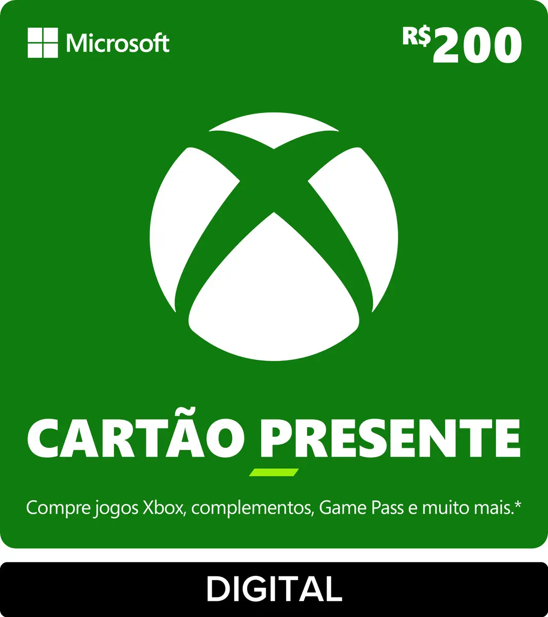 Xbox Cartão Presente R$ 200 Gift Card (digital)